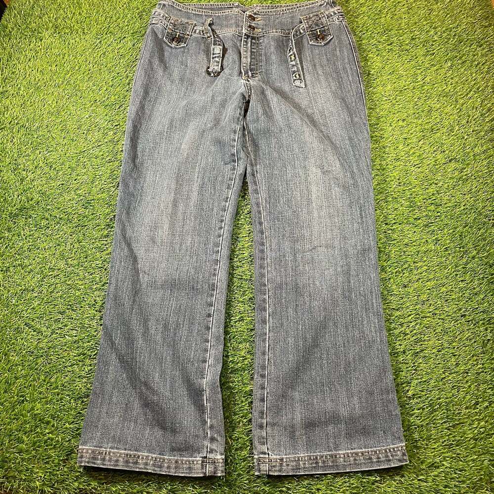 Vintage Z. Cavaricci Y2K Mid-Rise Bootcut Jeans with Decorative Belt Detail